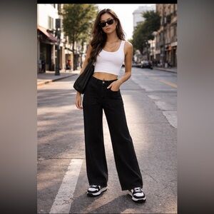 Joes Jeans Black Wide-Leg Jeans 32